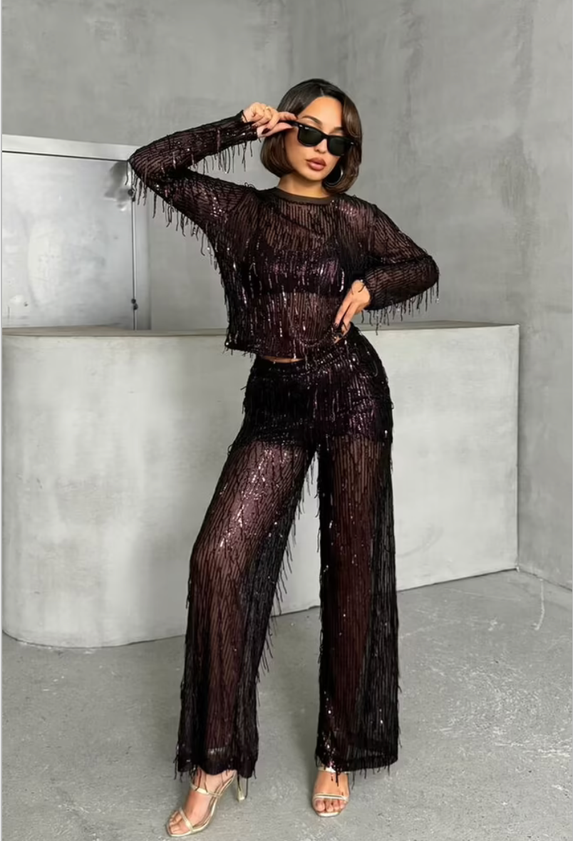 Pantaloni con paillettes