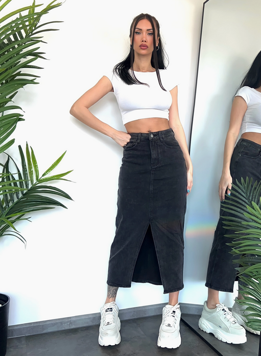 Gonna midi in denim